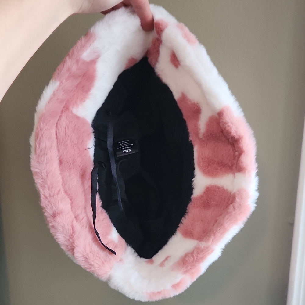 Strawberry Cow Fuzzy Bucket Hat - Picture 3 of 3